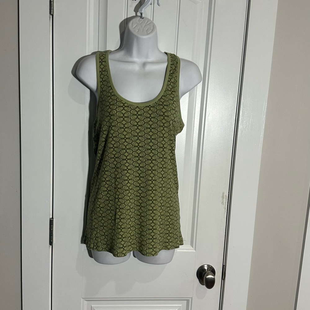 Maurices Olive Green Scoop Neck Tank with Subtle Geometric Print, Size XL
